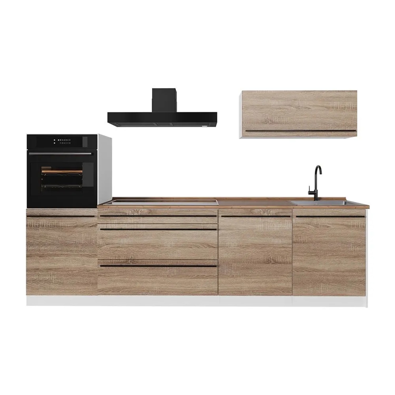 Vicco Küchenzeile R-Line Sonoma/Weiß 280 x 143 Arbeitsplatte Goldkraft Eiche Art Nr 67278