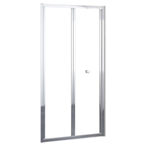 AICA Klapptür 80x185cm für Duschnische, Falttür aus Glas mit Chromrahmen.
