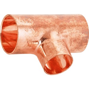 Reduzier-T-Stück aus Kupfer, 48mm, für Lötfittings zur Verbindung von Rohren mit unterschiedlichen Durchmessern.