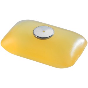 Gelbe Seife mit Metallplättchen für Wenko Magnet-Seifenhalter. Praktisch für Bad und WC.