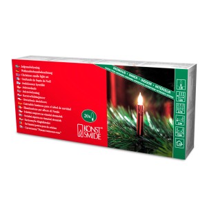 Konstsmide Kerzen-Lichterkette mit 20 roten, gefrosteten Lichtern für den Innenbereich.