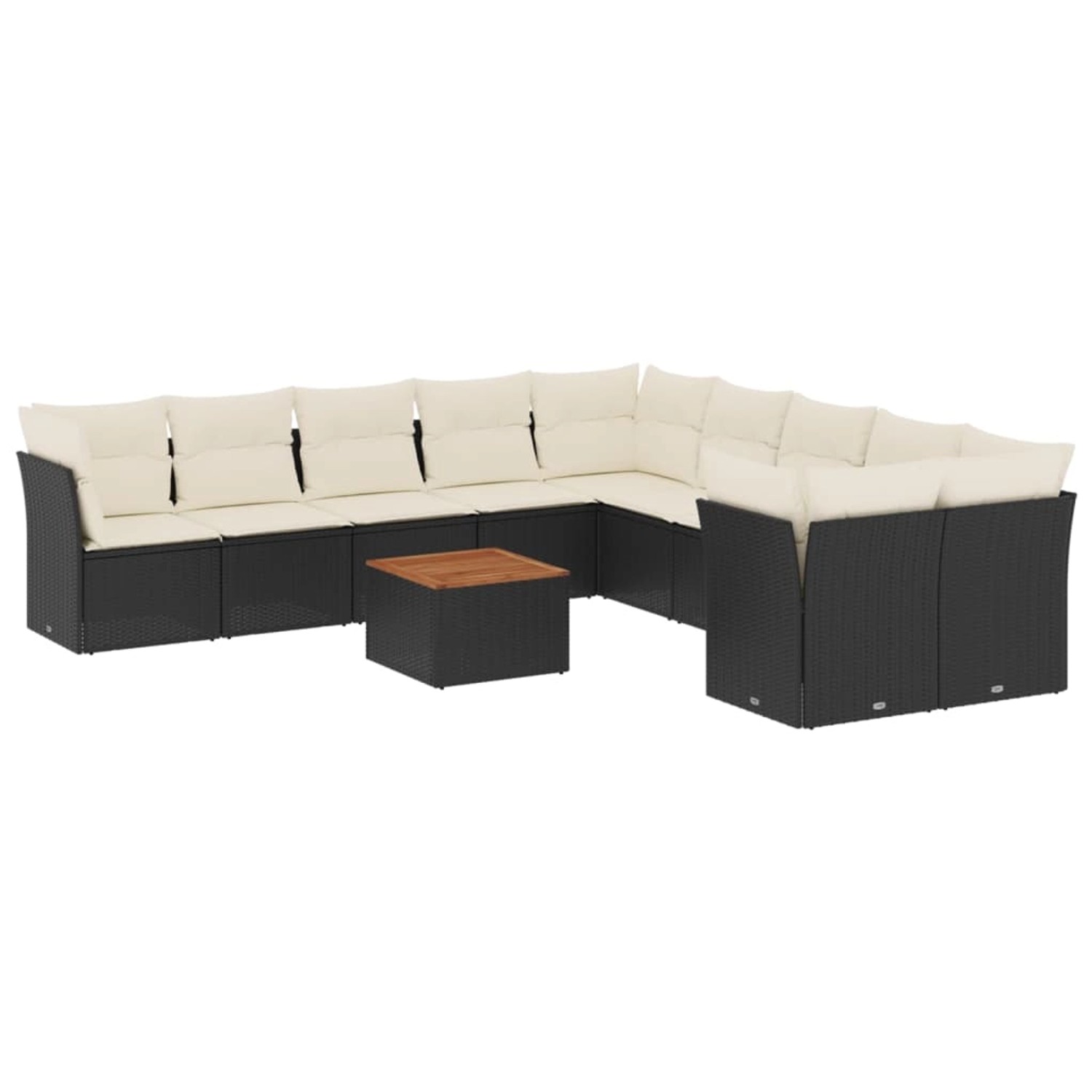 vidaXL 11-tlg Garten-Sofagarnitur mit Kissen Schwarz Poly Rattan Modell 101 günstig online kaufen