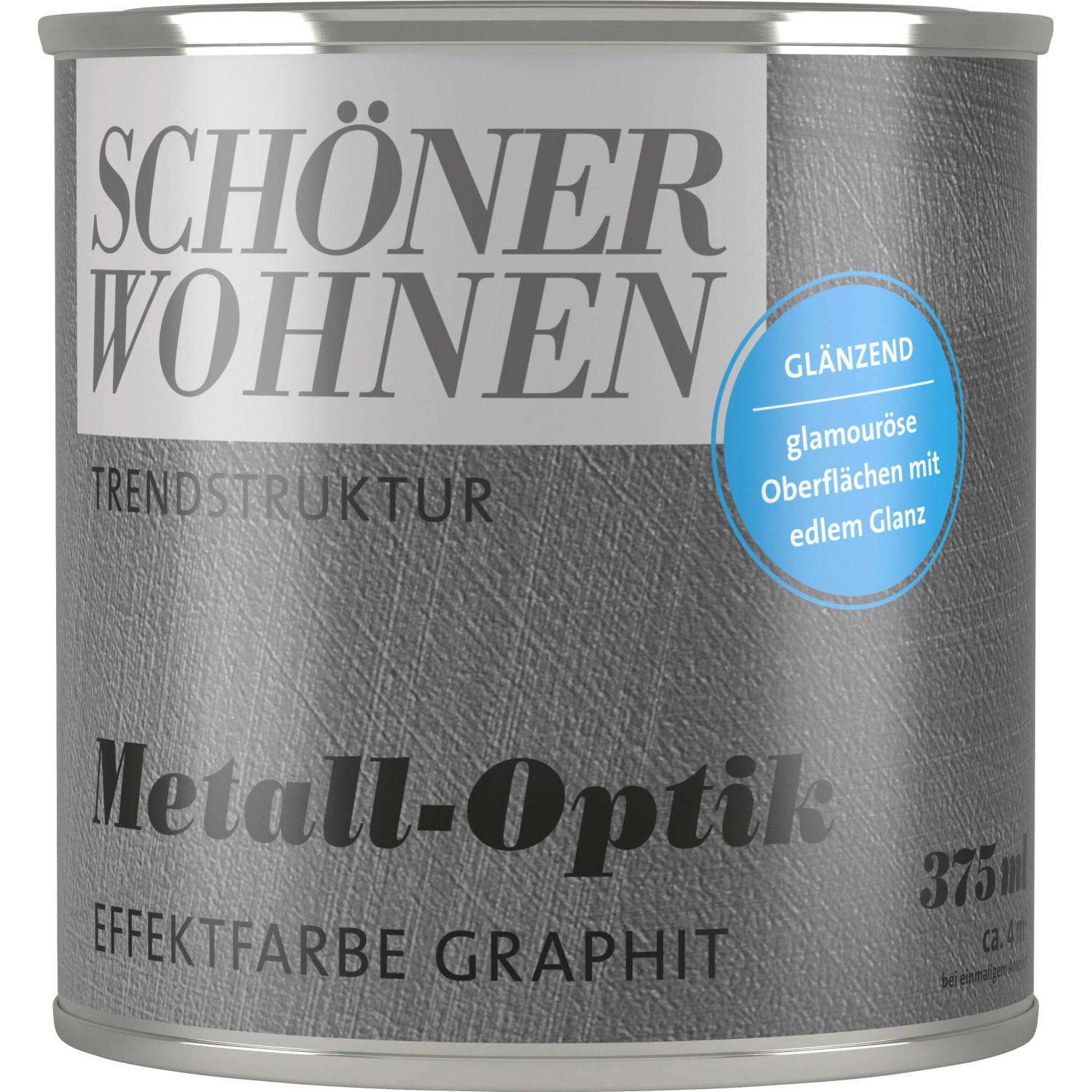 Schöner Wohnen Metall-Optik Graphit, glänzende Effektfarbe im 375ml Gebinde.