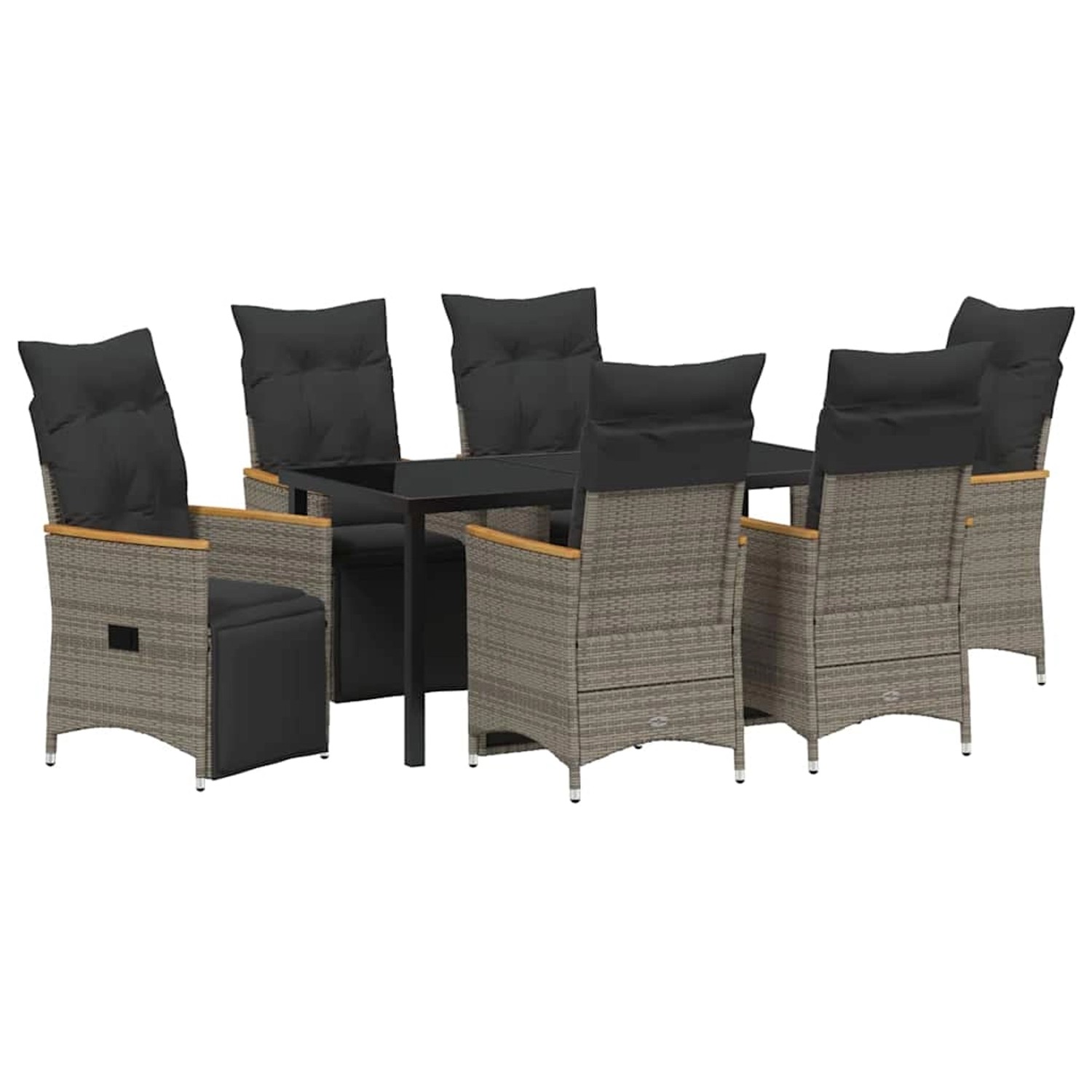 vidaXL Garten Essgruppe mit Kissen 7-Tlg Grau Poly Rattan 3379629 günstig online kaufen
