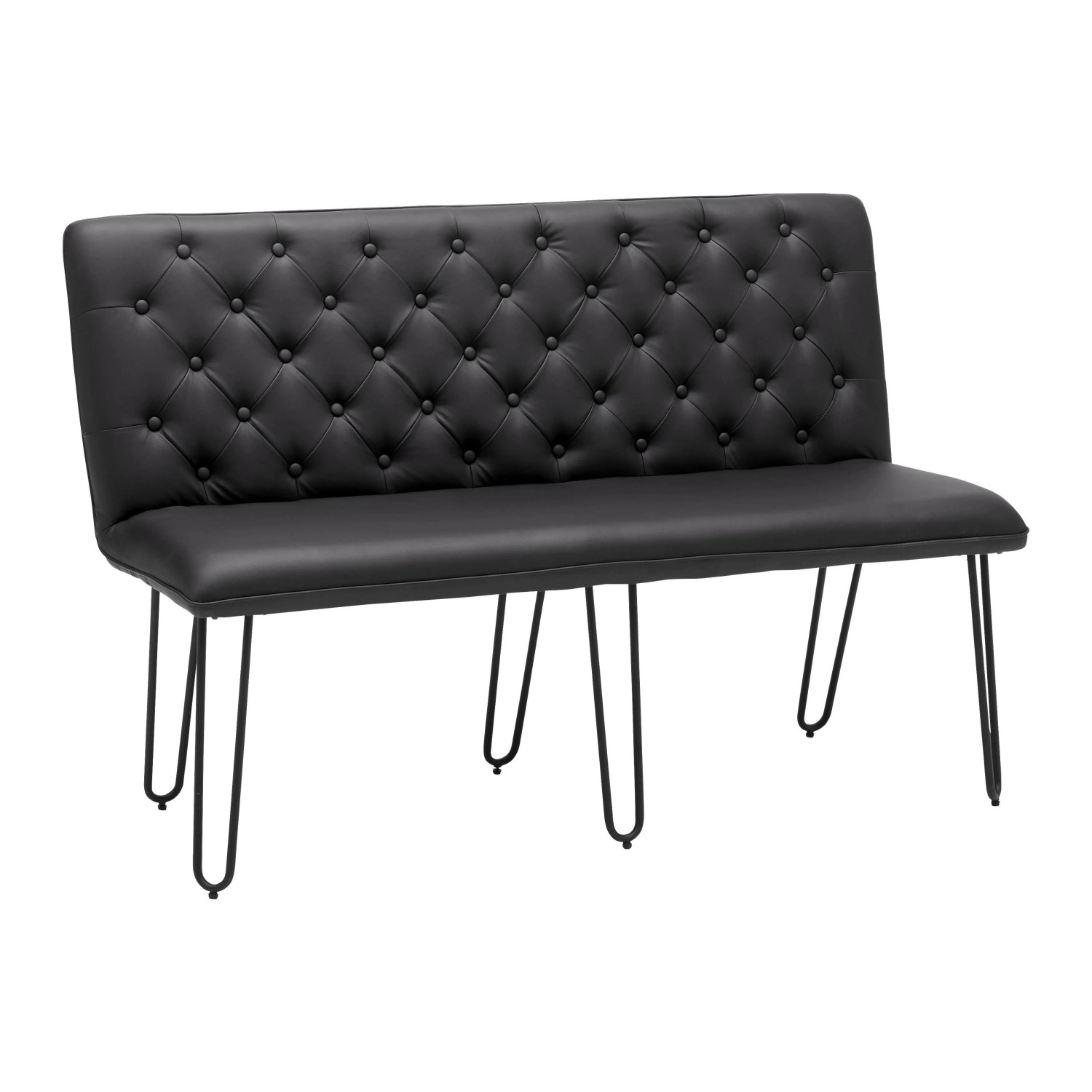 Bessagi Home Sitzbank Ivie Schwarz Lederlook Gepolstert