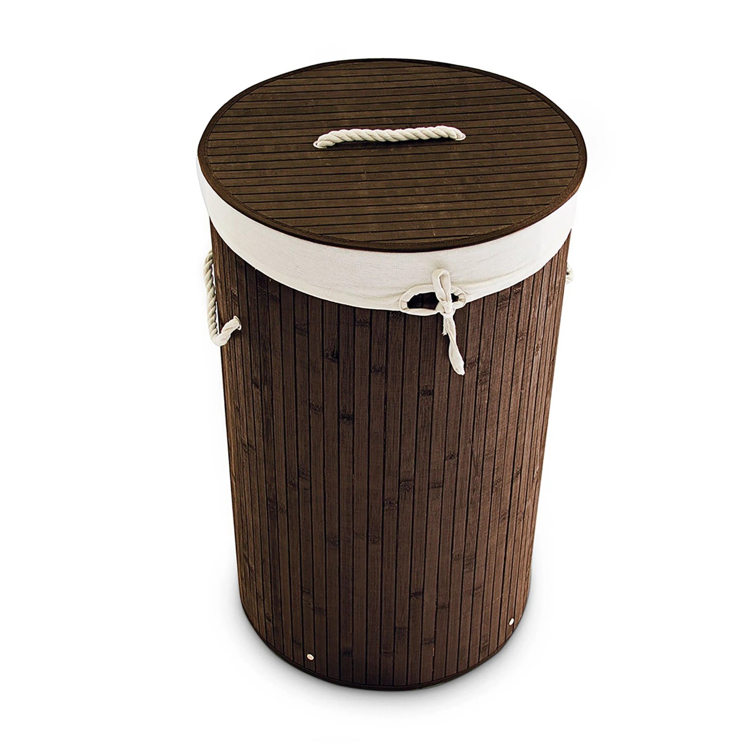 Relaxdays Wäschekorb Bambus Braun Rund Faltbar mit Deckel 65 cm x 41 cm 1,9 kg