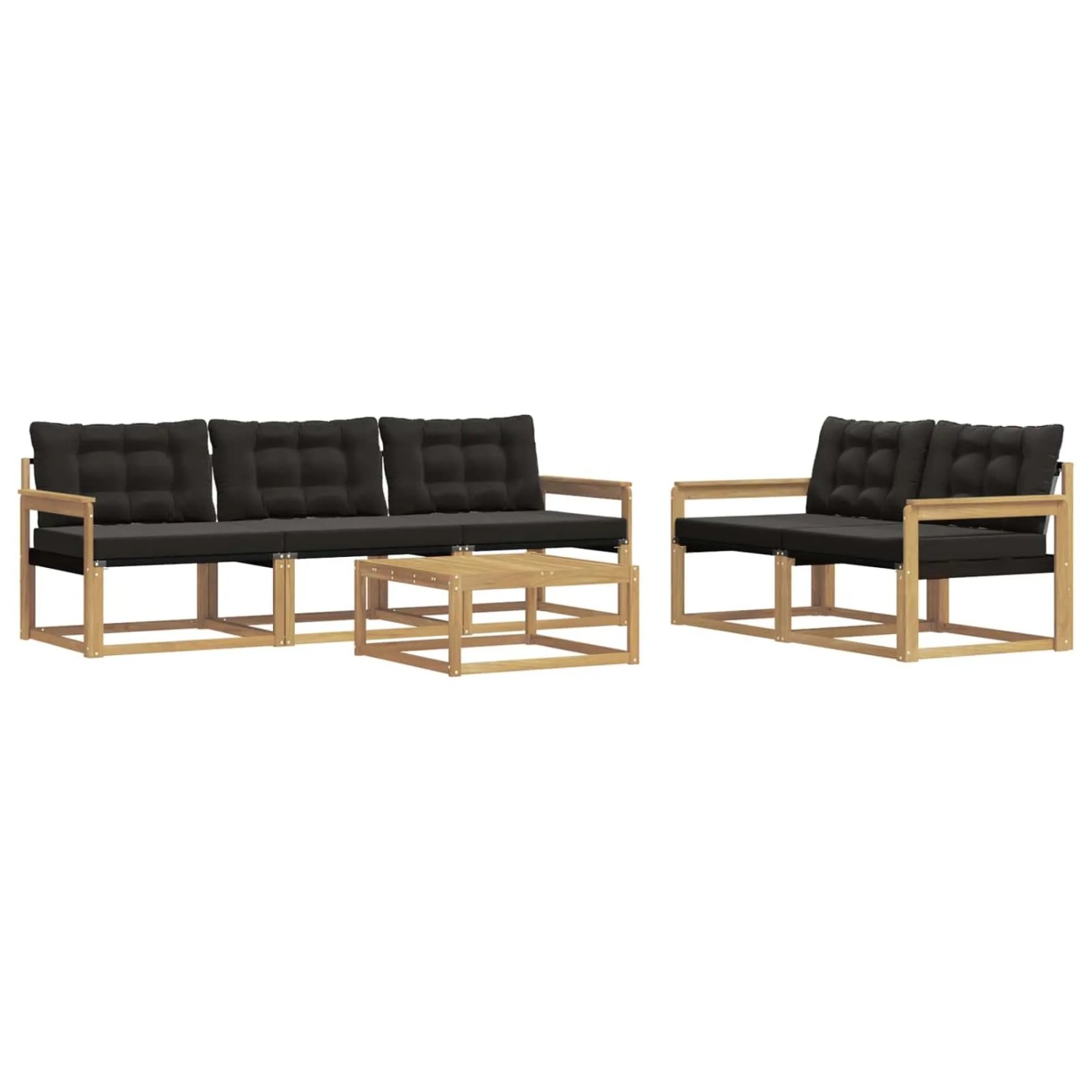 vidaXL Outdoor-Sofagarnitur 6 Stk Weiß und Schwarz 79 x 79 x 37 cm 3388414