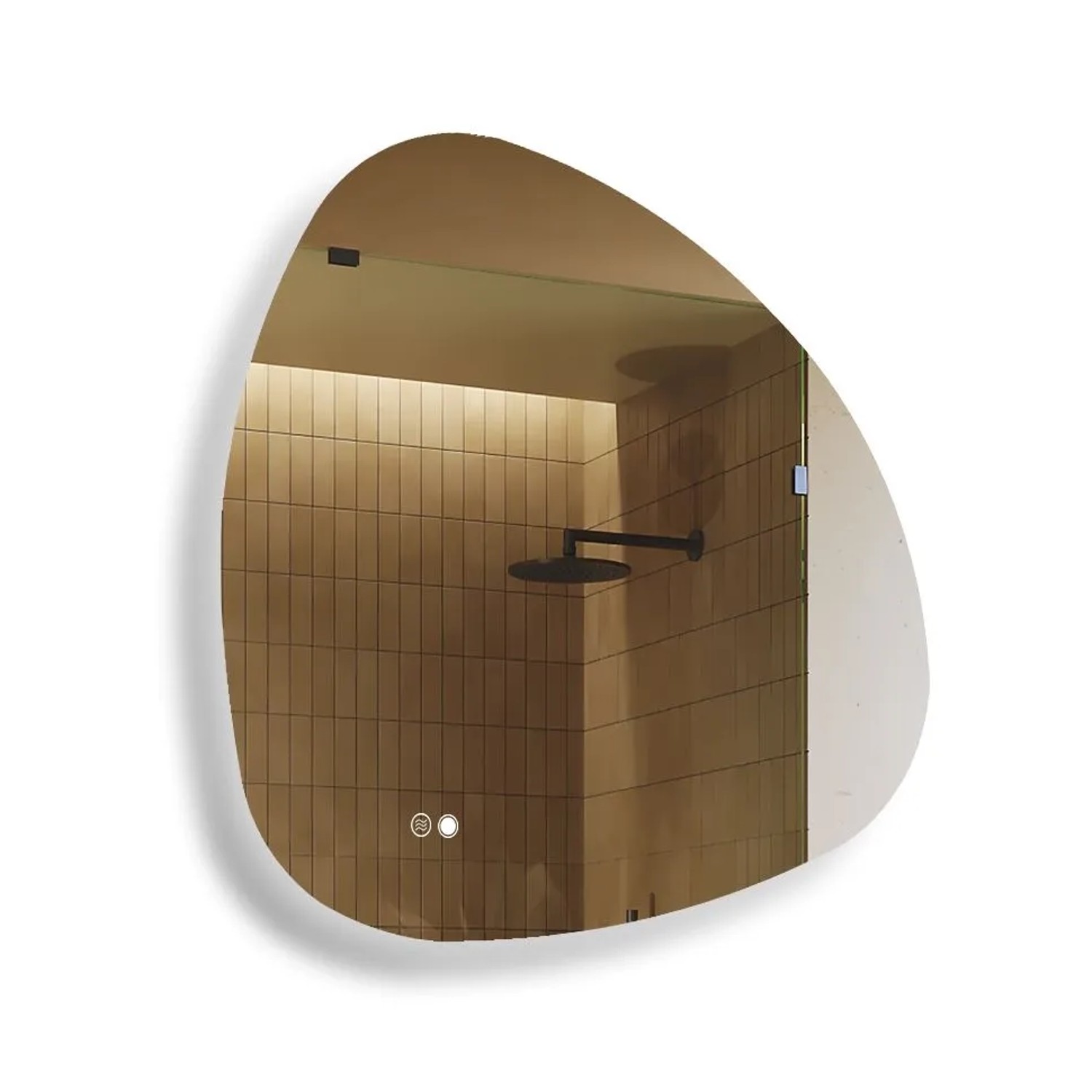 Artforma LED Badspiegel Asymmetrisch 94x94 cm mit Beleuchtung Antibeschlag Touch Dual LED Rahmenlos IP20 M128