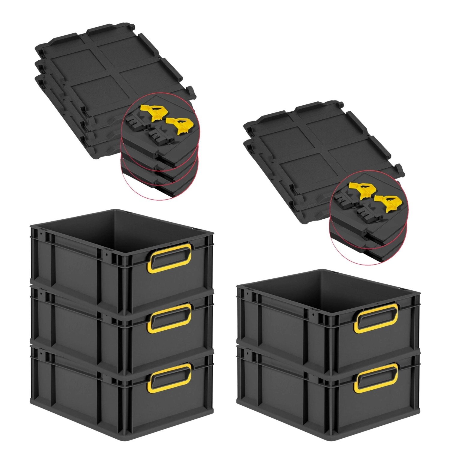 PROREGAL SuperSparSet 5x Eurobox Nextgen Color Mit Scharnierdeckel HxBxT 17 günstig online kaufen