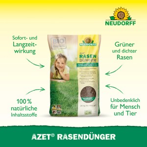Sack Neudorff Azet Rasen-Dünger 20kg. Bio-Rasendünger für dichten, grünen Rasen.