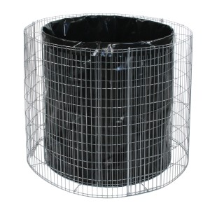 Rundes Bellissa Gabionen-Hochbeet, 80 cm hoch, Drahtkorb mit Folie, ohne Steine/Erde.