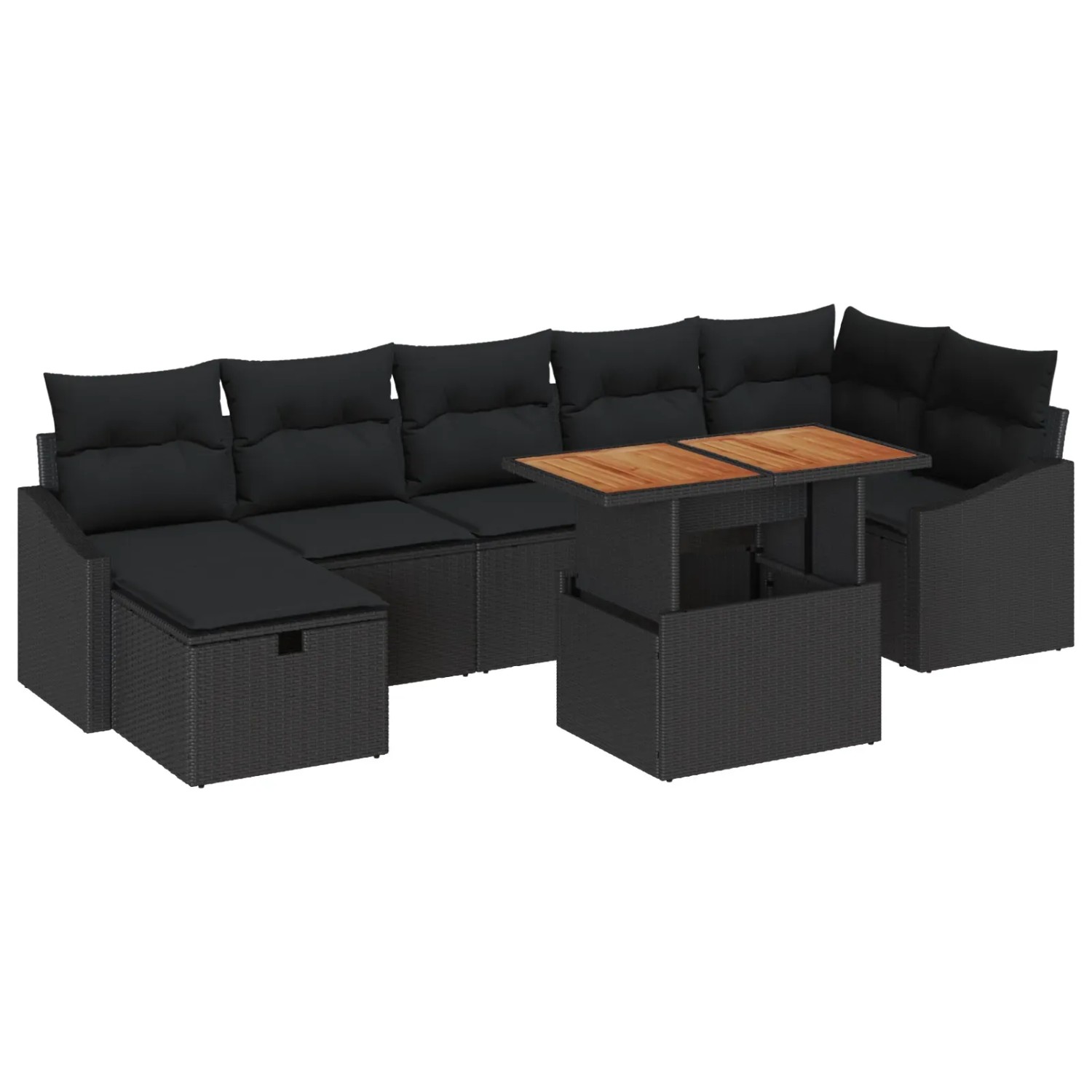 Thumbnail - vidaXL Garten-Sofa-Set 8-Tlg Schwarz Poly Rattan 3361366