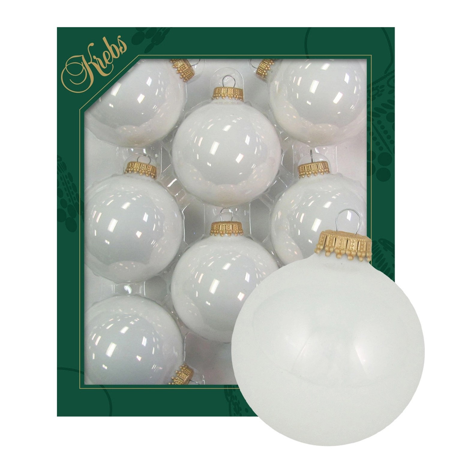 Krebs Glas Lauscha Weihnachtskugeln Weiß Glanz 8er-Set 7cm
