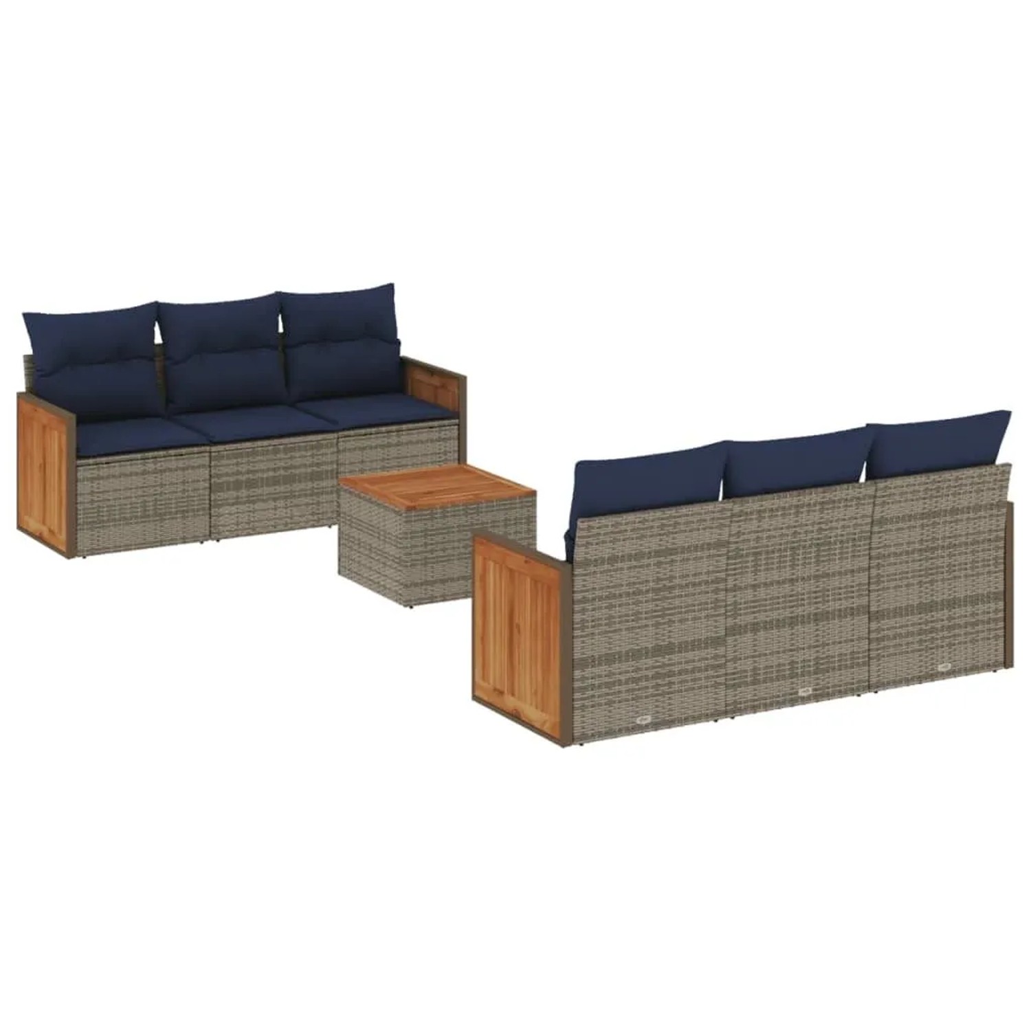 vidaXL 7-Tlg Gartensofa-Set mit Kissen Grau Polyrattan 3227475 günstig online kaufen