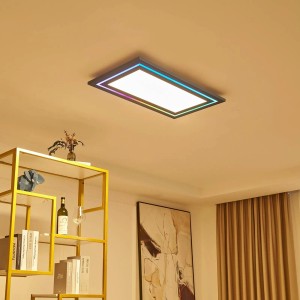 Lucande LED Deckenleuchte Leicy 10013013 Dimmbar mit Leselampe Modern in Alu aus Metall 1-flammig Wohnzimmerleuchte