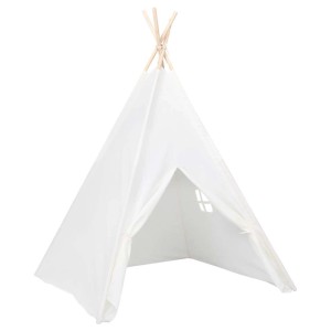 vidaXL Kinder Tipi-Zelt mit Tasche Pfirsichhaut Weiß 120x120x150 cm 80271