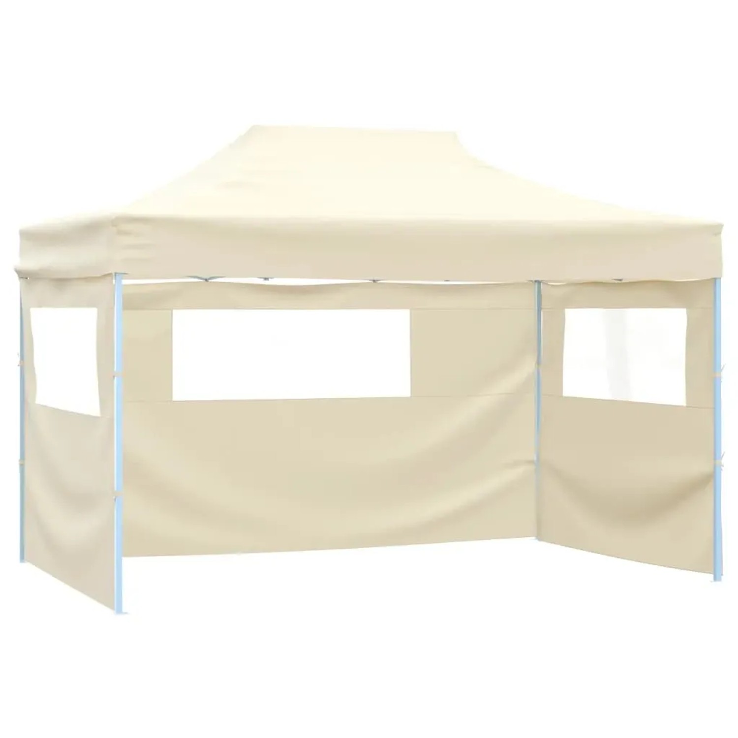 Cremefarbenes vidaXL Partyzelt, 3x4m, mit Seitenwänden und Stahlrahmen für Outdoor-Events.