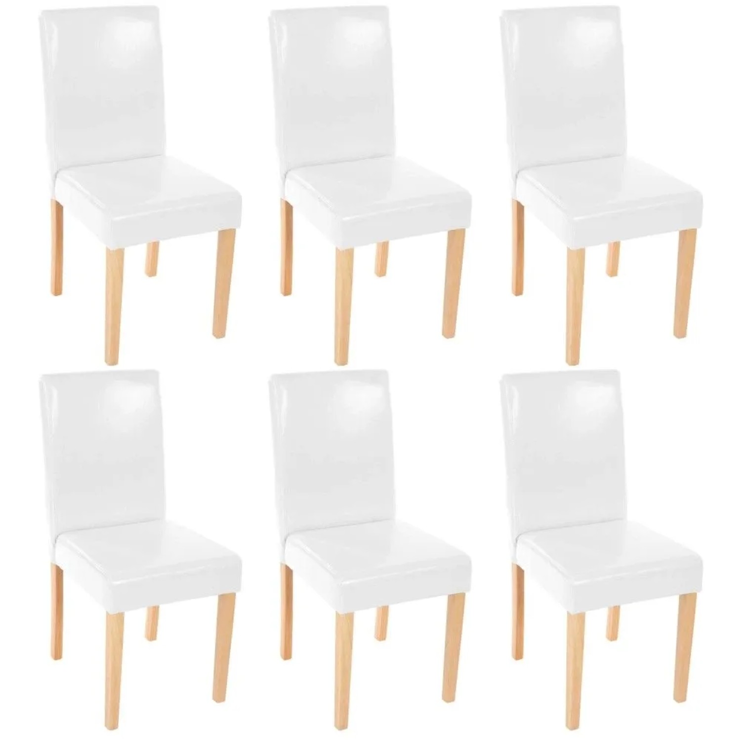 MCW Esszimmerstuhl Littau 6er-Set Leder Weiß Helle Beine
