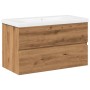 vidaXL Waschbeckenunterschrank mit Einbaubecken Artisan-Eiche 3328924