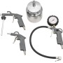 Zipper Kompressor Zubehör-Set, 5-teilig: Farbspritzpistole, Spiralschlauch, Luftblaspistole, Reifenfüller, Sprühpistole.