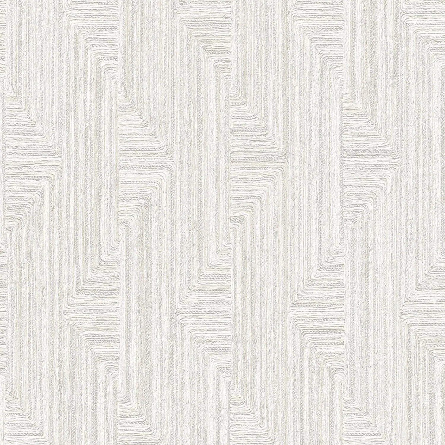 PROFHOME Sa524011-Di Ethno Tapete Textiloptik Weiß Grau-Weiß Perl-Weiß 0,53 m x 10,05 m  5,33 m2