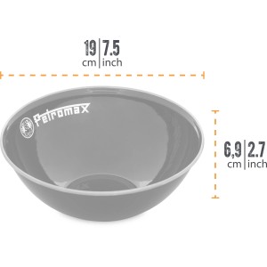 Petromax Emaille Schalen, 2er Set, schwarz, 1 Liter. Ideal für Grillutensilien.