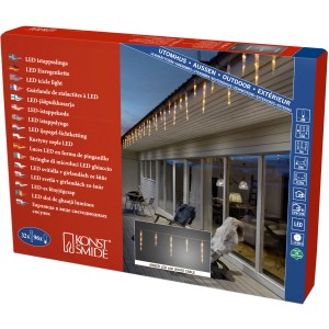 Konstsmide LED Eiszapfen Lichtervorhang mit 32 Zapfen und bernsteinfarbenen Lichtern für den Außenbereich.