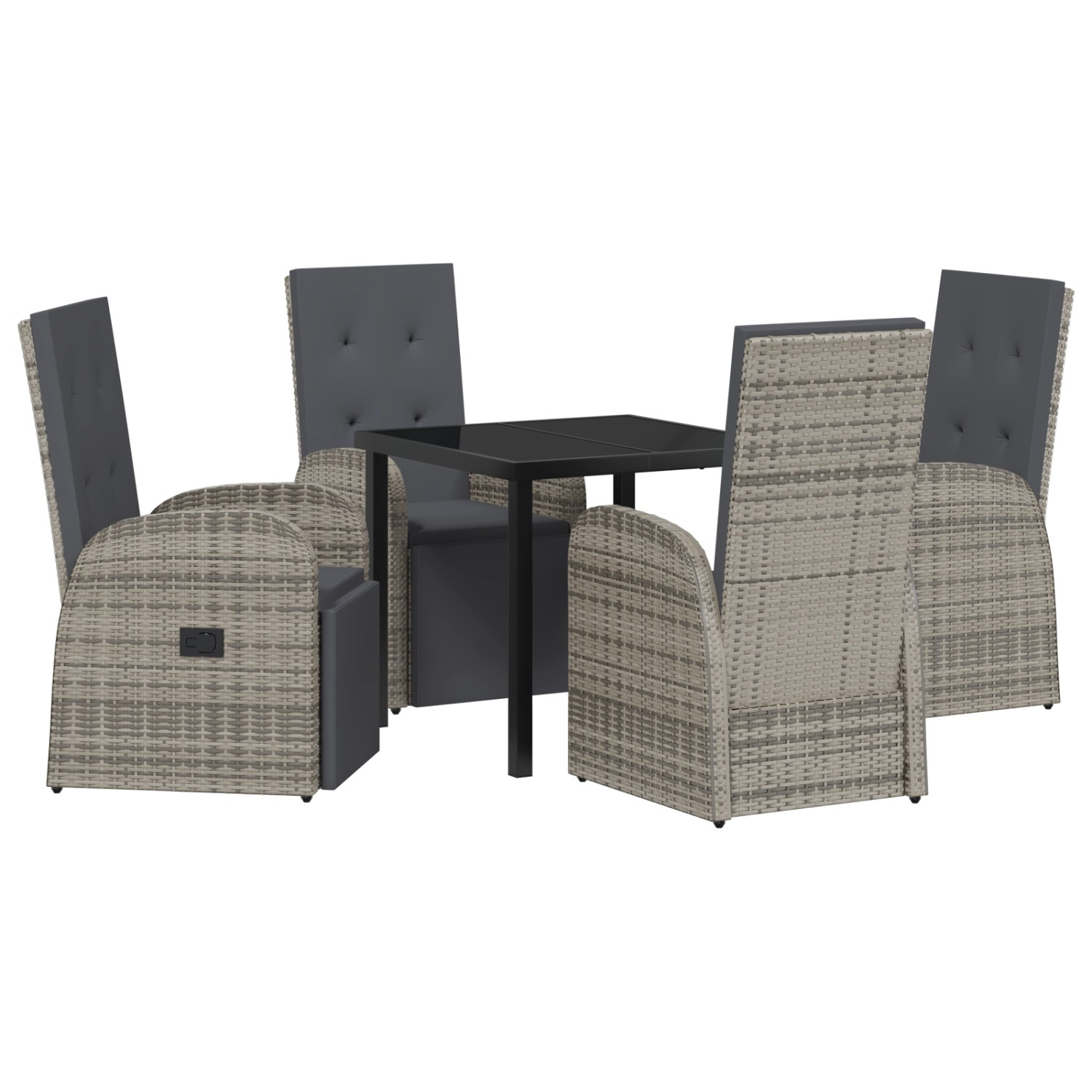 vidaXL Garten Essgruppe mit Kissen 5-Tlg Grau Poly Rattan 3379500 günstig online kaufen