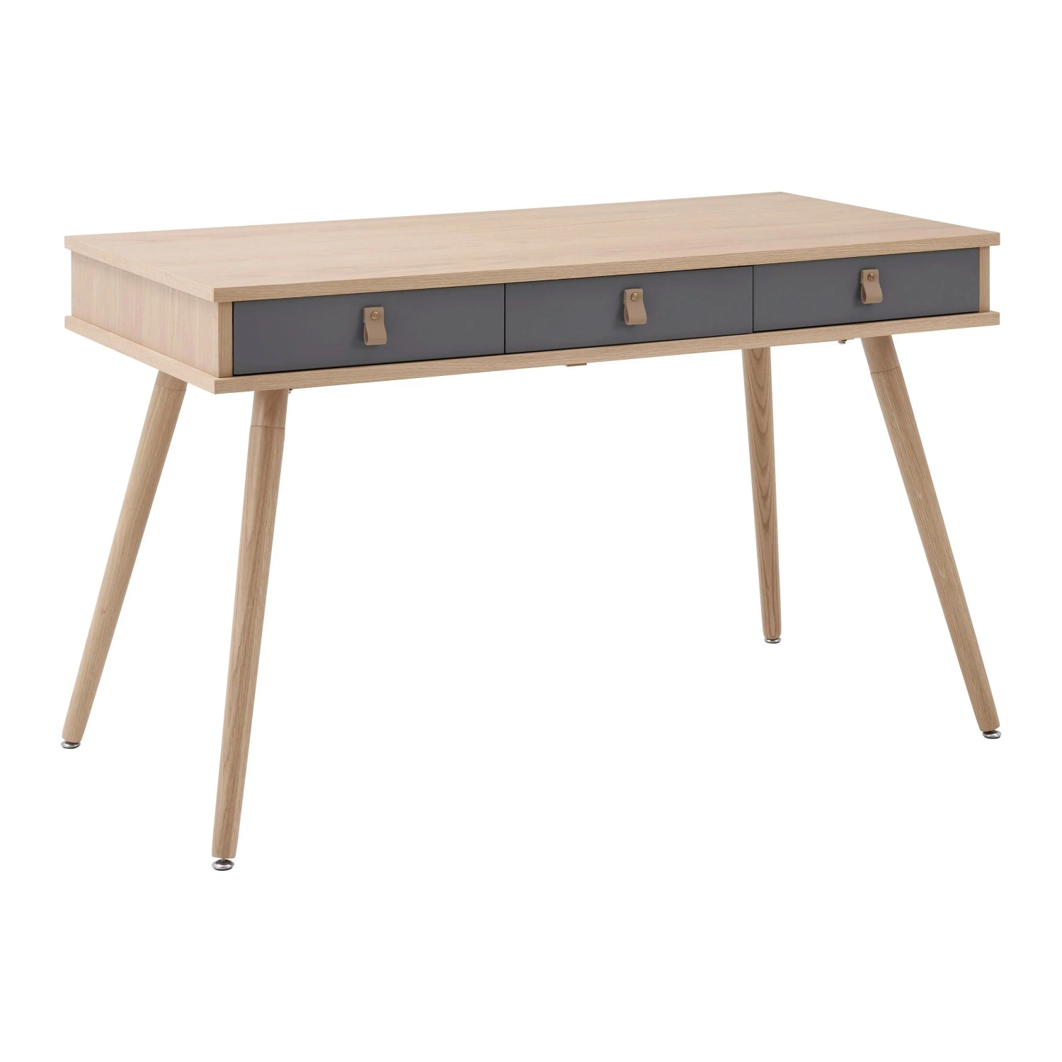 Bessagi Home Schreibtisch Lena Grau/Natur Echtholz/MDF ca. 120x60 cm