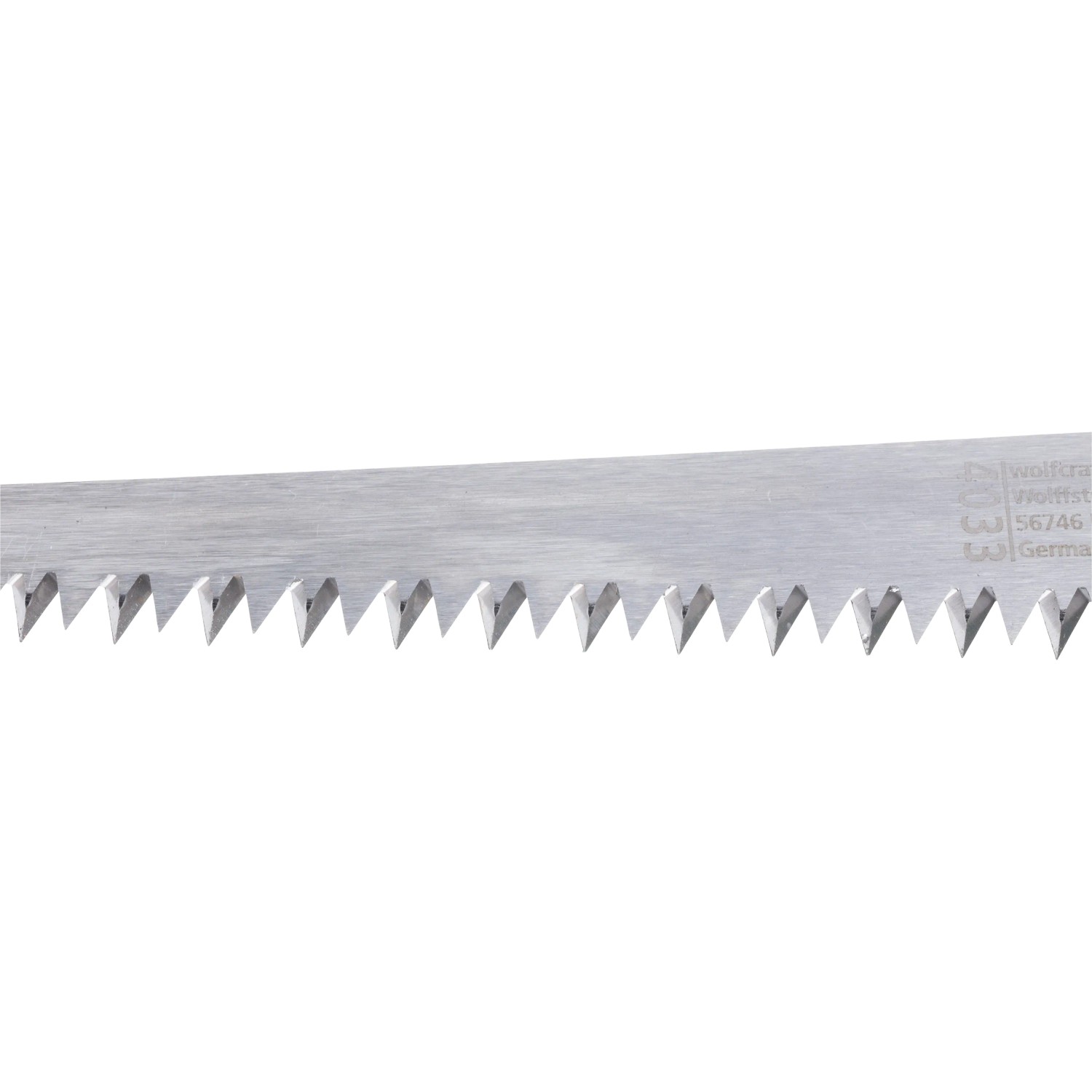 Scharfes Metall-Sägeblatt der wolfcraft Handstichsäge für Gipskarton. Präzise Zähne für schnelle Schnitte.