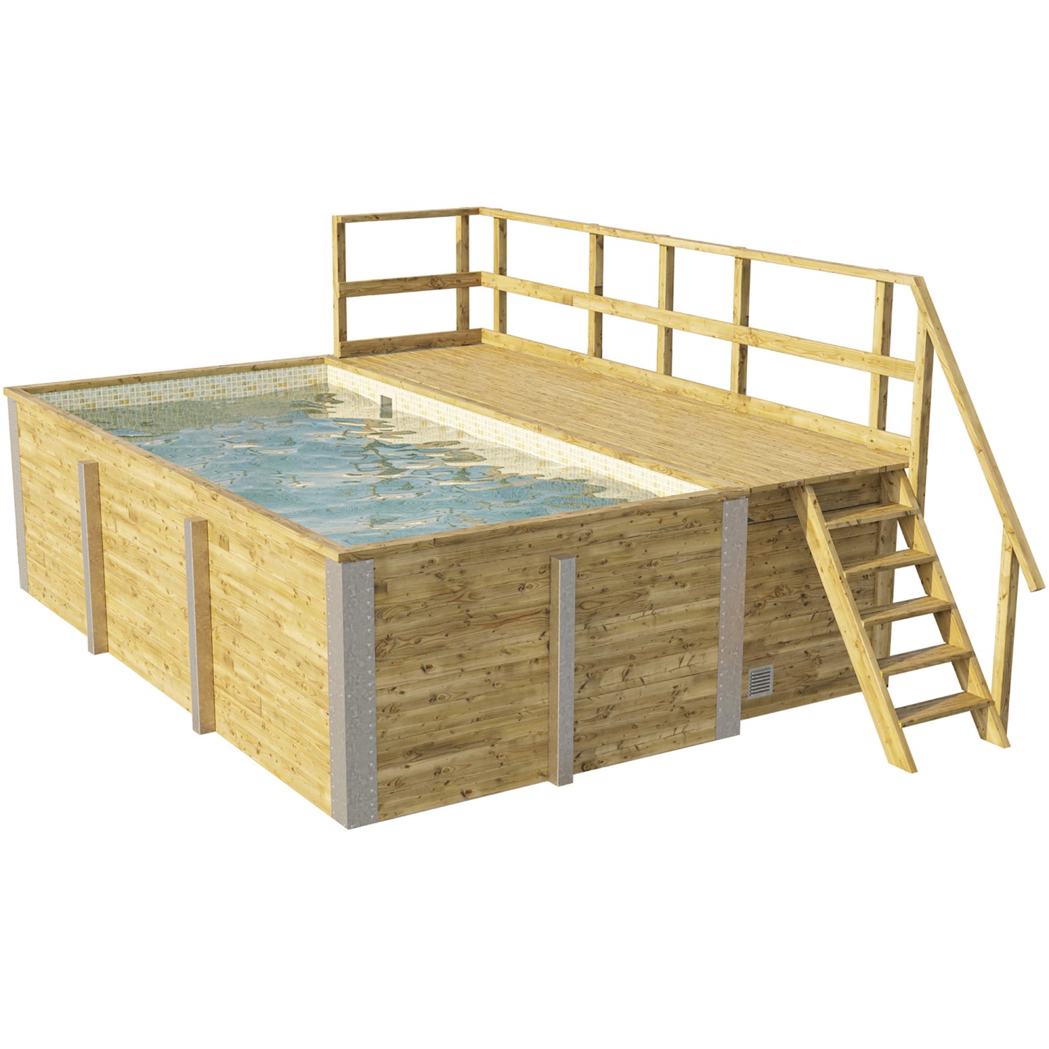 Weka Massivholzpool 595 Gr.1 Technikraum/Sonnendeck 490 x 309 x 203 cm Sand Mix