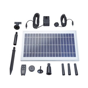 Pontec Solarwasserspielpumpe PondoSolar 600 Control Set mit Solarpanel, Pumpe, Düsen, LED und Fernbedienung.