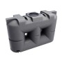 Grauer, marmorierter KMND 2000L Flach-Trinkwasser Wassertank aus PE mit schwarzem Deckel und Anschluss. Robust für Garten.