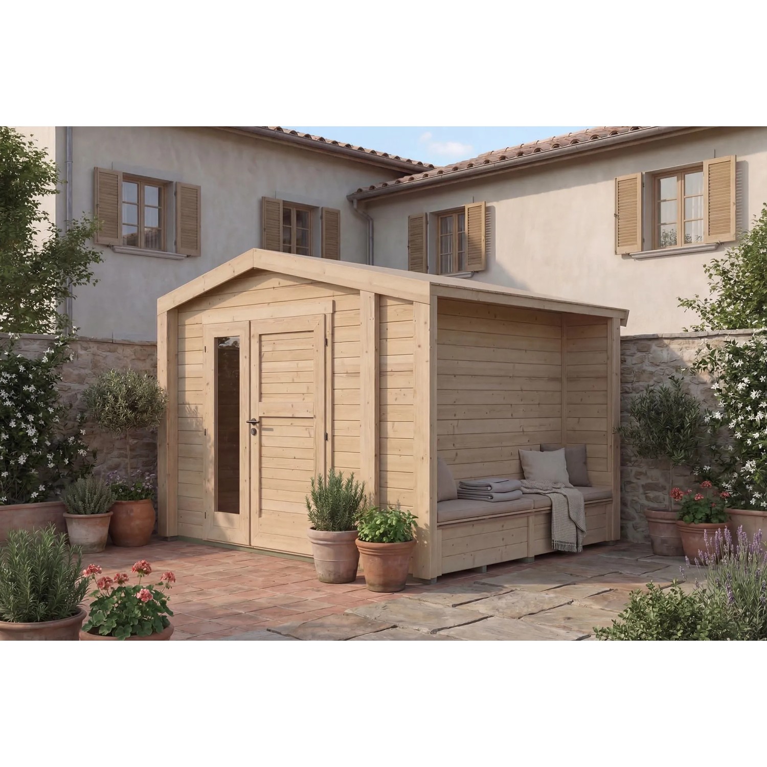 Weka Holz-Gartenhaus Killarney Satteldach Natur Unbehandelt 311 cm x 263 cm