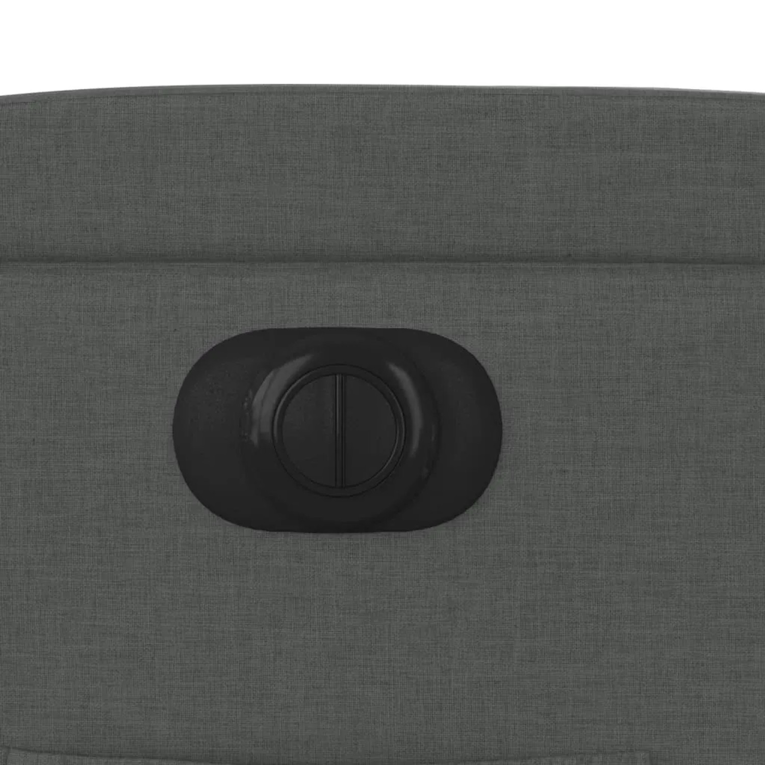 Detailaufnahme: Dunkelgrauer Relaxsessel mit elektrischer Bedienung für Liegefunktion.