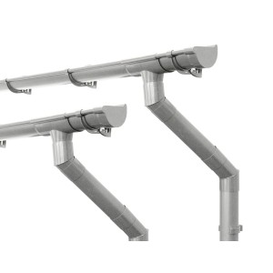 Inefa Dachrinnen Set, 2x 8m, NW 100, halbrunde Form, grau, für Gartenhaus Dachentwässerung.