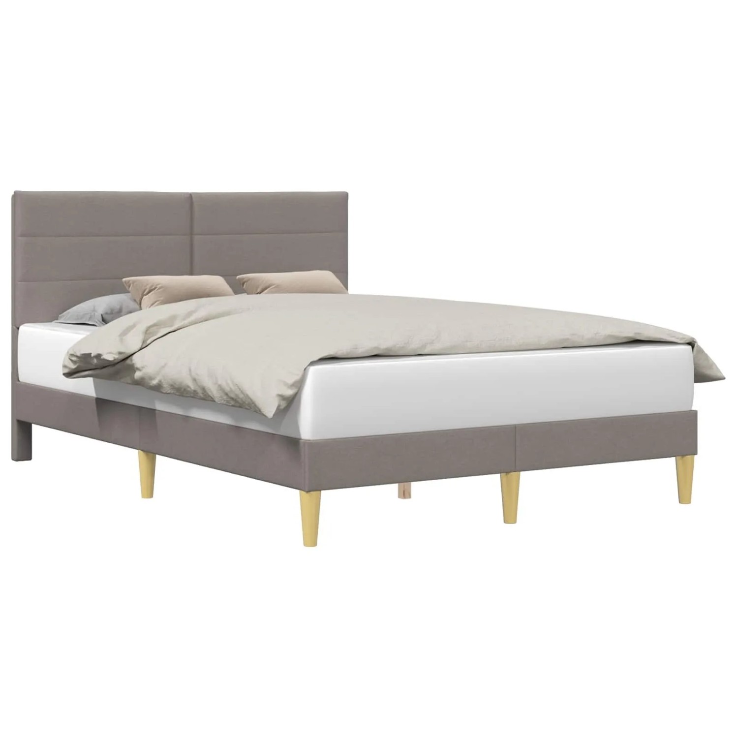 vidaXL Bettrahmen mit Kopfteil Taupe 120 x 200 cm Stoff 42027580
