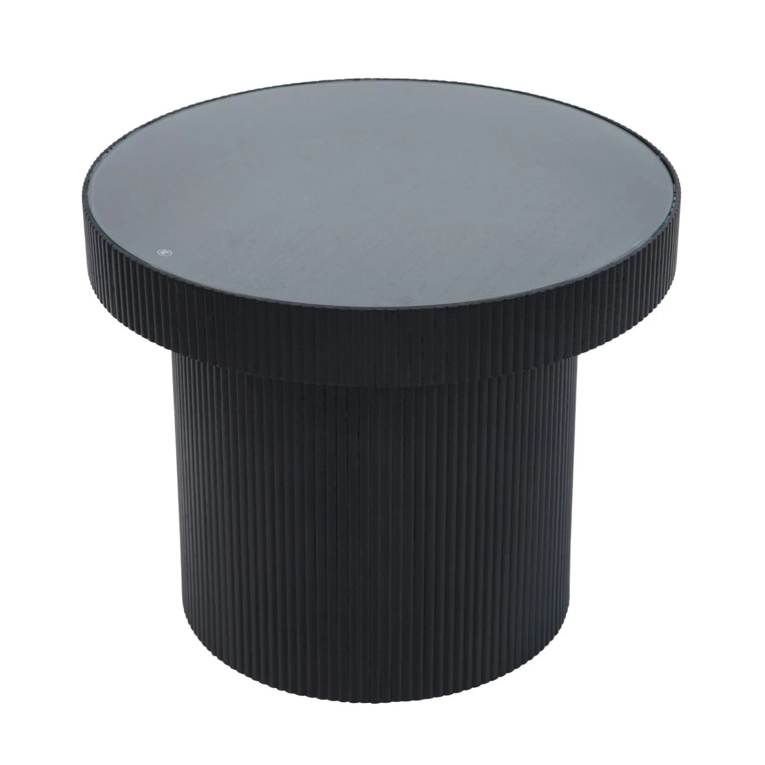 Svita Miguel Beistelltisch Mit Glas Coffeetable Couchtisch Klein Rund Sofatisch Schwarz/Schwarz 59 x 45 cm ø x H