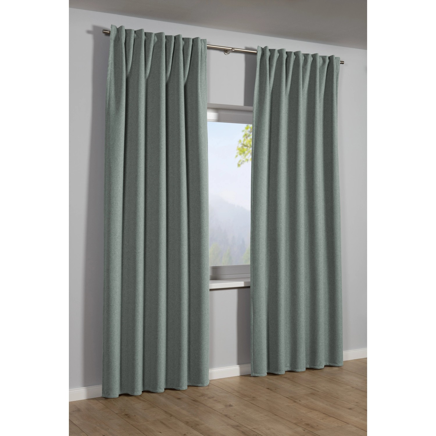 Grüner Sehlbach Fertigschal Blackout Elegance, 140x245 cm, verdunkelnd und thermoregulierend.