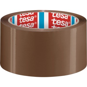 Tesa Pack Paketband Solid & Strong, braunes Klebeband für sicheres Verpacken.
