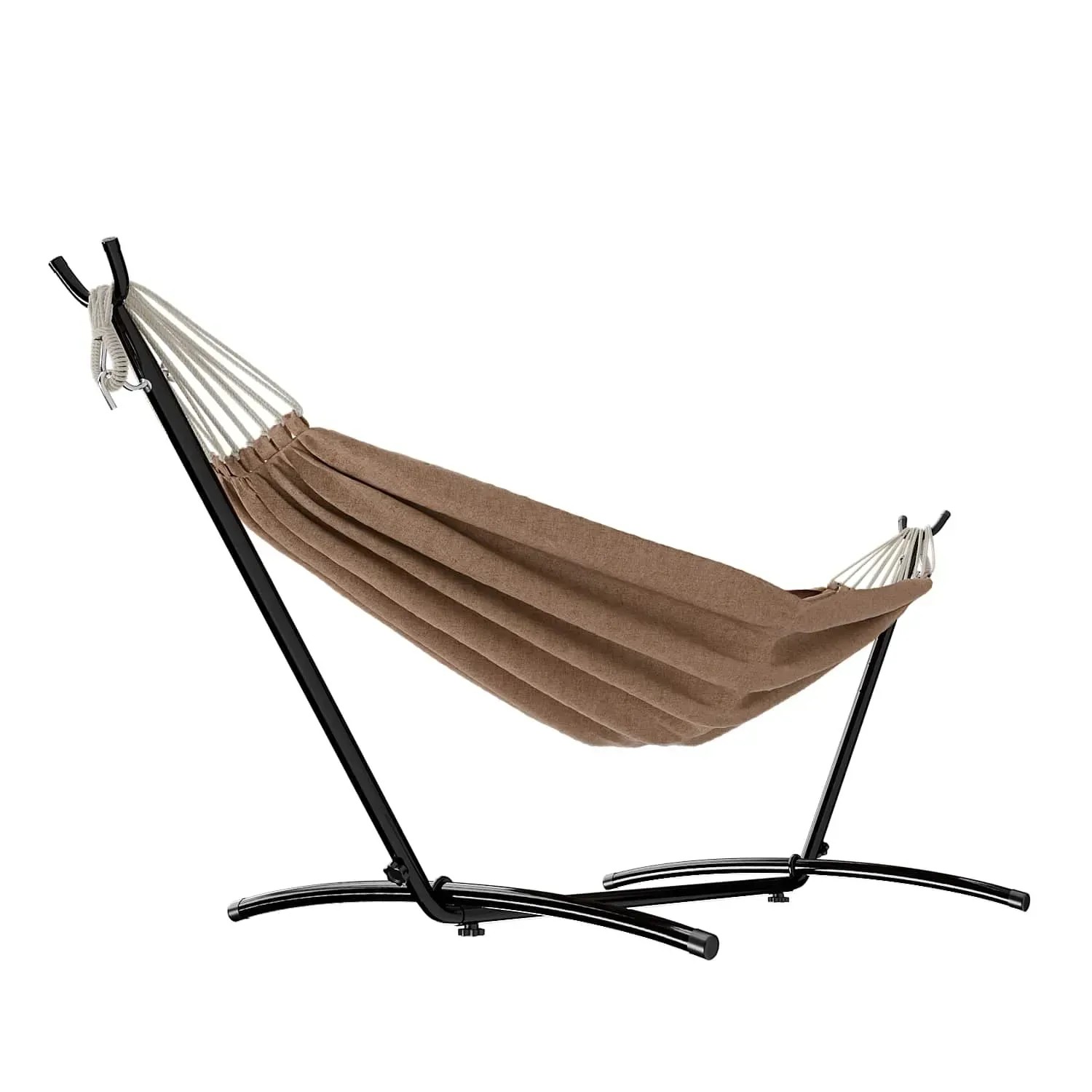 Garmio Hängematte Venedig braun mit Gestell, wetterfest und bis 200kg belastbar.