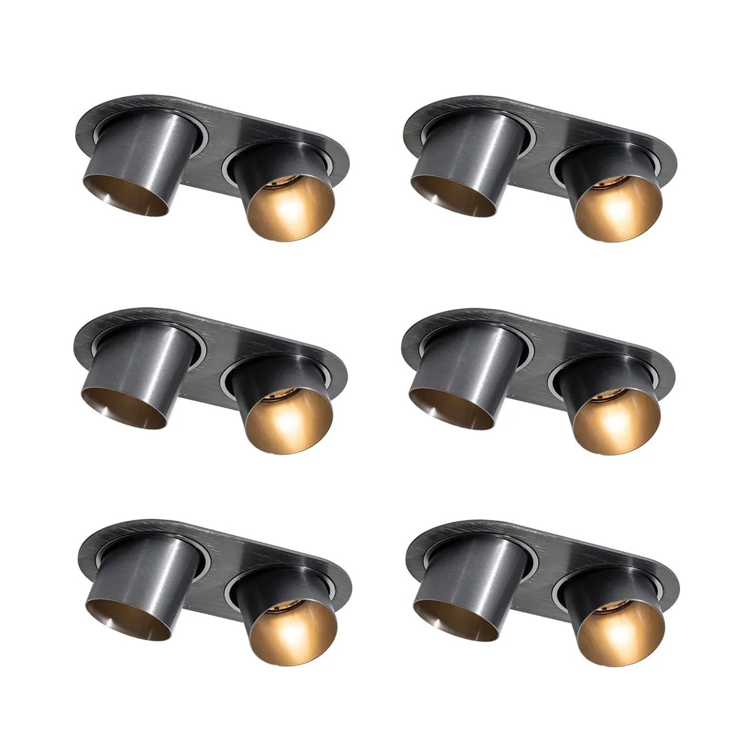QAZQA Set mit 6 Einbaustrahlern Gunmetal GU10 50mm 2-Lichter Installa