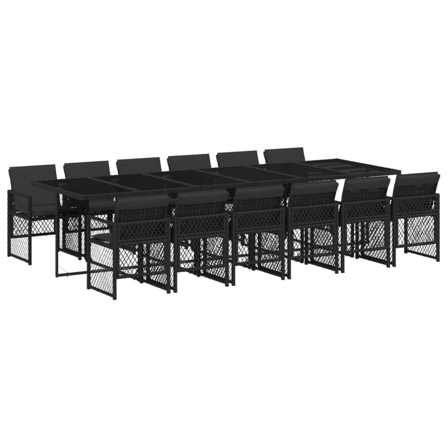 vidaXL 13-Tlg Garten-Essgruppe mit Kissen Schwarz Poly Rattan 3210763 günstig online kaufen