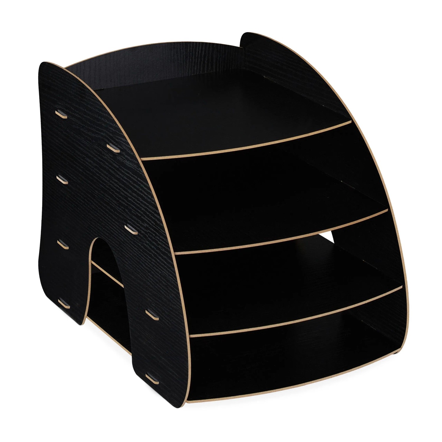 Relaxdays Dokumentenablage MDF Schwarz 4 Fächer 27 cm x 25,5 cm x 34,5 cm 1,2 kg