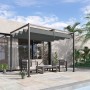 Graue Outsunny Pergola mit Terrassendach aus Polyester, 298x213x221 cm, für Garten & Terrasse.
