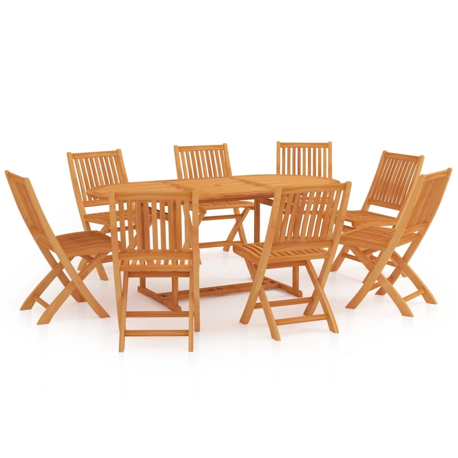 vidaXL 9-Tlg Garten-Essgruppe Massivholz Teak 3059564
