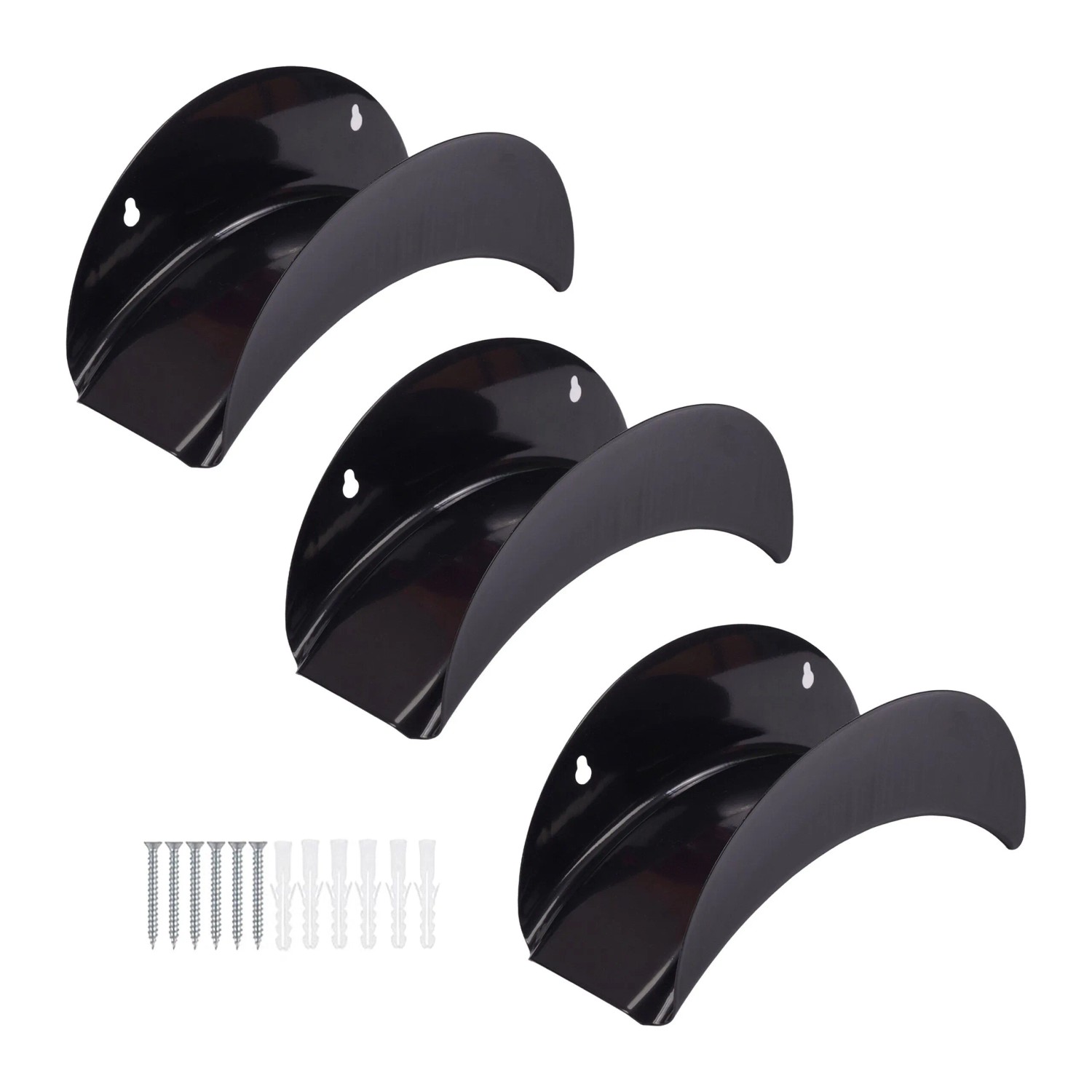 Relaxdays Schlauchhalter Eisen Schwarz Rostfrei zur Wandmontage 3er Set
