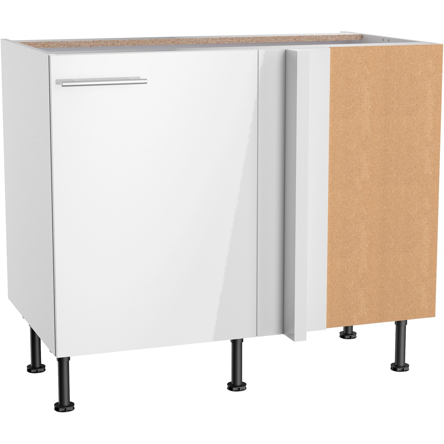 Optifit Eckunterschrank Rurik986 100/65 x 87 x 58,4 cm Weiß Glanz Weiß Matt günstig online kaufen