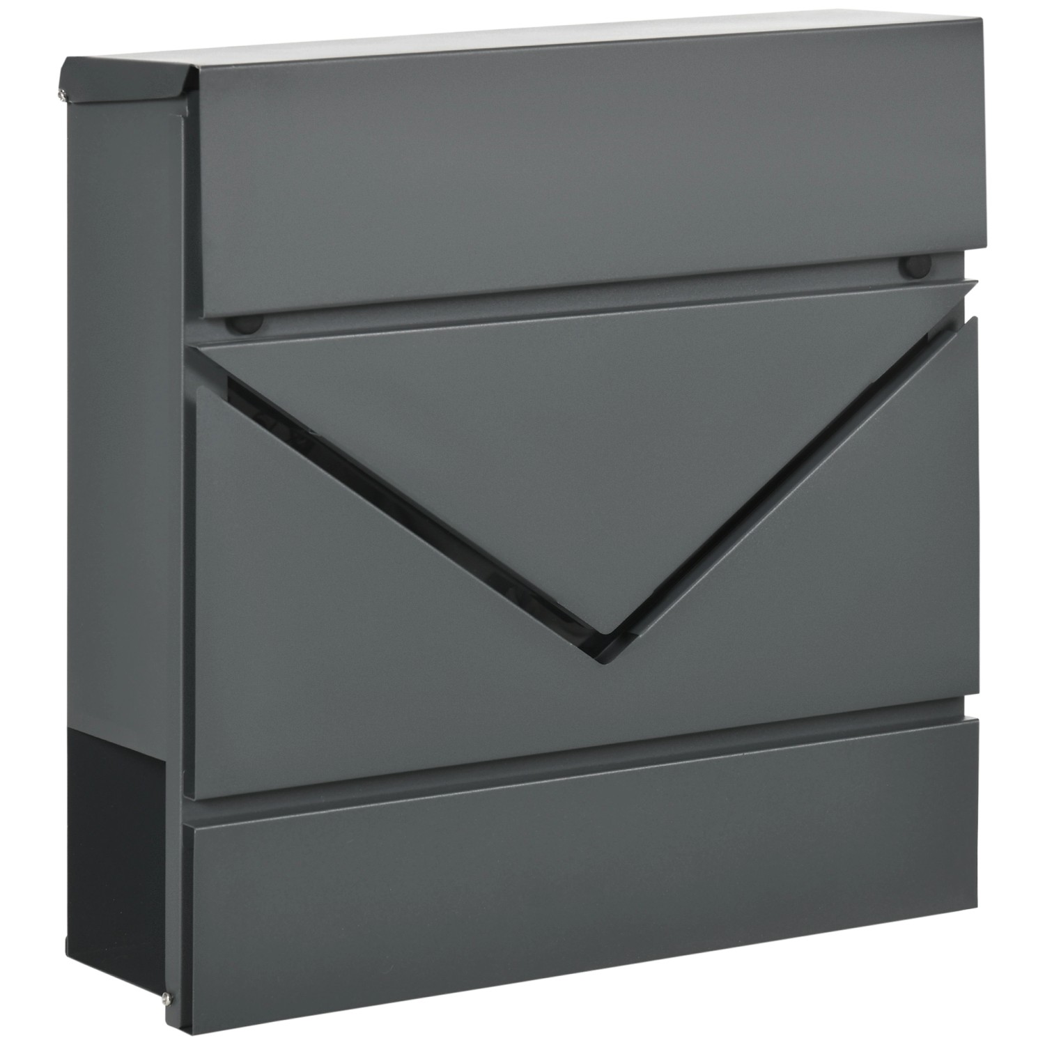 HOMCOM Briefkasten Verzinkter Stahl 37L x 10,5B x 37H cm Dunkelgrau