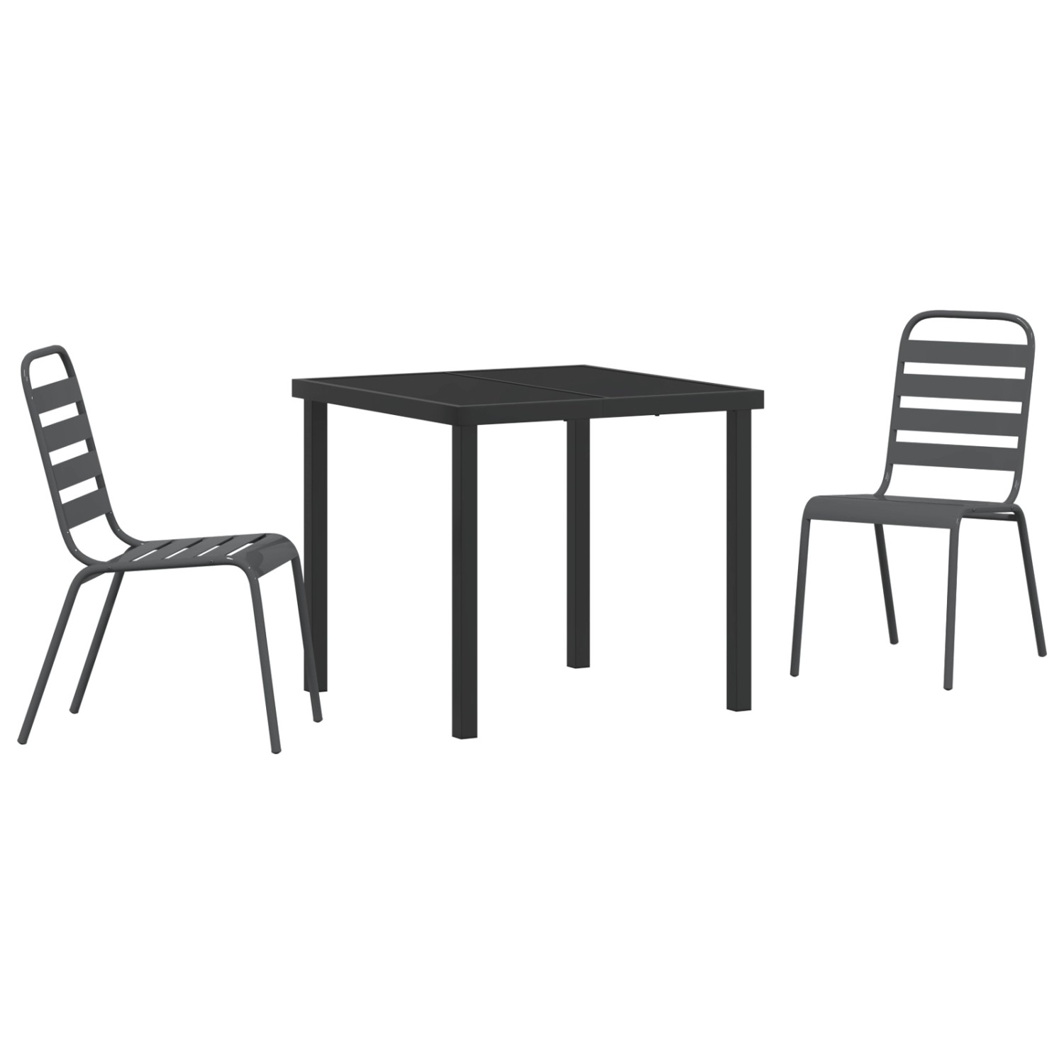 vidaXL Garten Essgruppe 3-Tlg Dunkelgrau Stahl 3379296 günstig online kaufen
